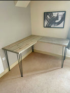 corner desk with hairpin legs